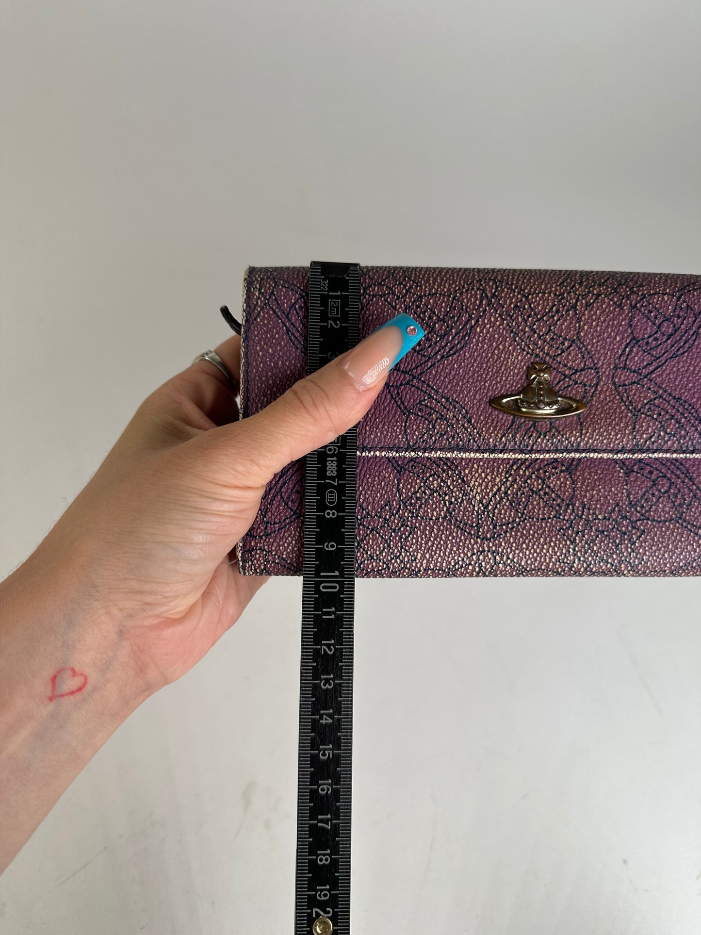 Vintage Westwood Leather Wallet Purple Intricate Pattern