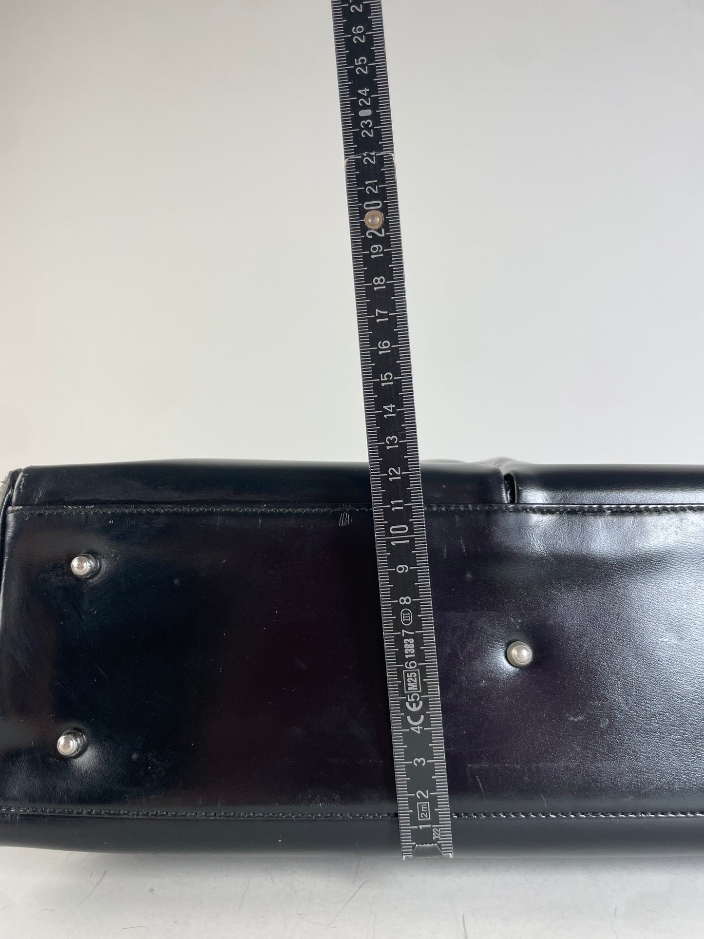 Vintage Gucci Leather Tote Bag Black Silver Handles