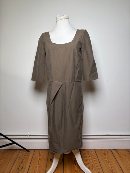 Vintage Marni Structured Cotton Midi Dress Brown c. Mid-2000s M