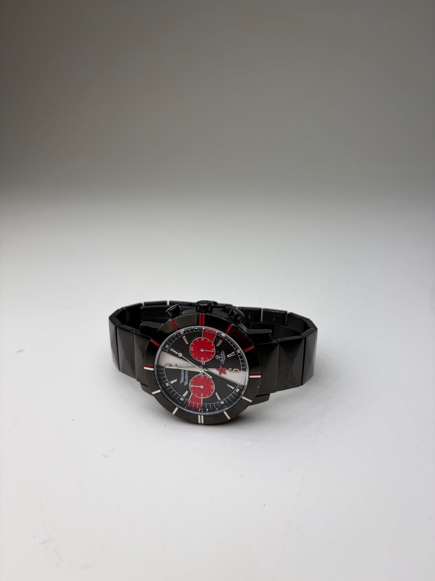 Vintage Vivienne Westwood Stainless Steel Rubber Watch Black Red