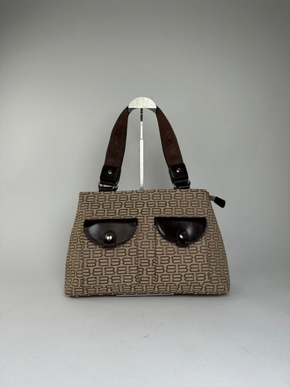 Balenciaga Beige Canvas Leather Monogram Tote Bag