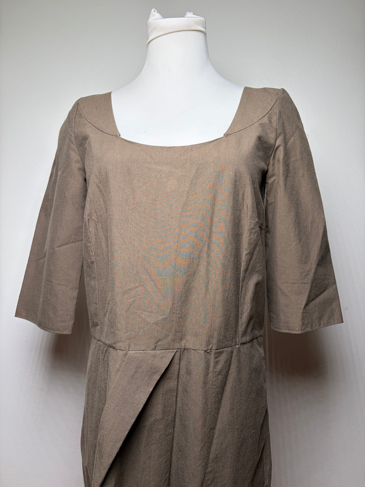 Vintage Marni Structured Cotton Midi Dress Brown c. Mid-2000s M