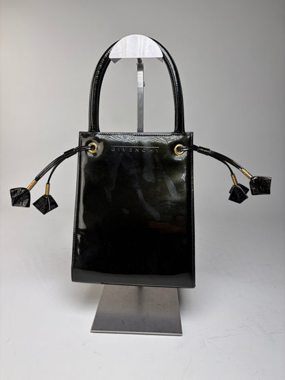 Vintage Givenchy Antigona Patent Leather Tote Black Gold