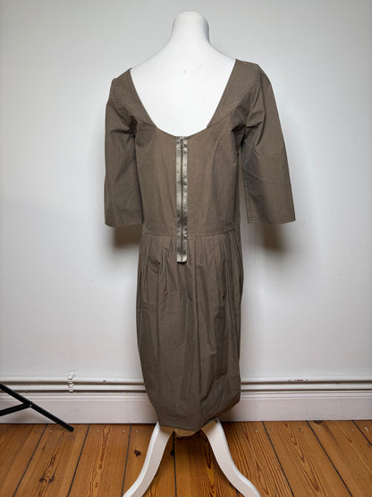 Vintage Marni Structured Cotton Midi Dress Brown c. Mid-2000s M