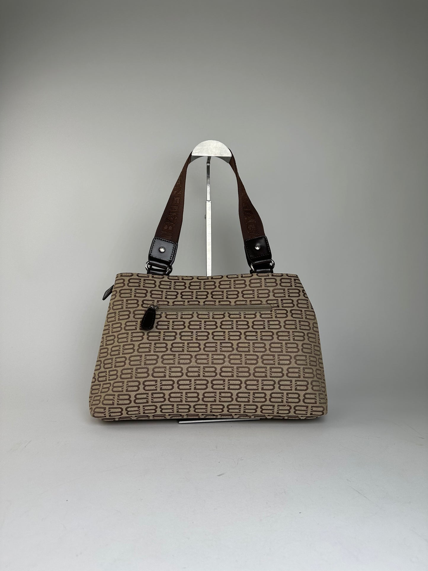 Balenciaga Beige Canvas Leather Monogram Tote Bag