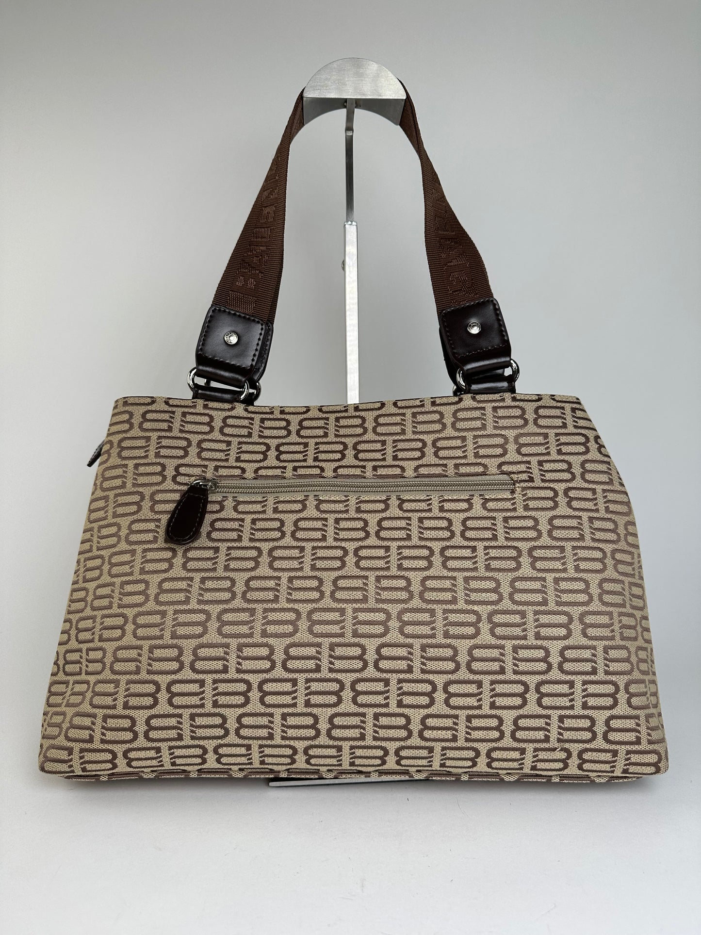 Balenciaga Beige Canvas Leather Monogram Tote Bag