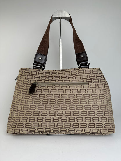 Balenciaga Beige Canvas Leather Monogram Tote Bag