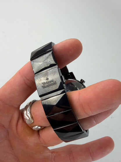 Vintage Vivienne Westwood Stainless Steel Rubber Watch Black Red