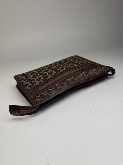 Pochette vintage Celine Monogram marron blanc