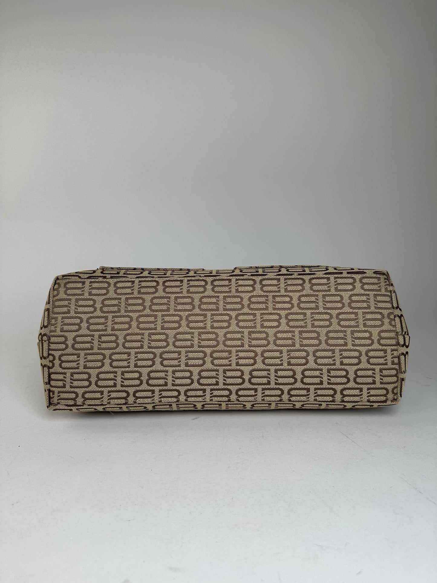 Balenciaga Beige Canvas Leather Monogram Tote Bag