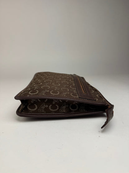 Pochette vintage Celine Monogram marron blanc