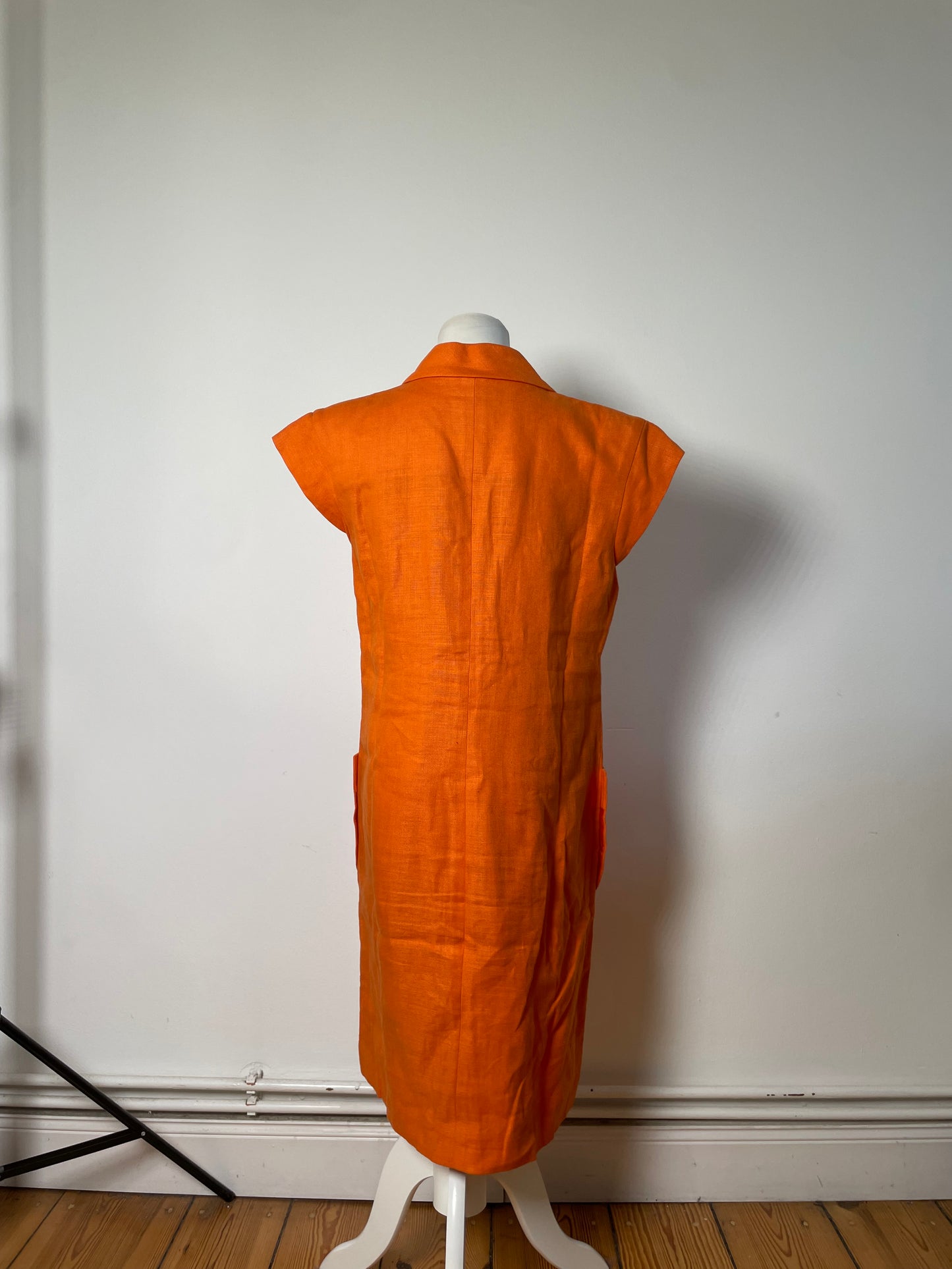 Vintage Yves Saint Laurent Linen Dress Bright Orange M