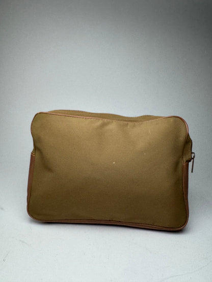 Vintage Courreges Polyester Leather Clutch Khaki Brown