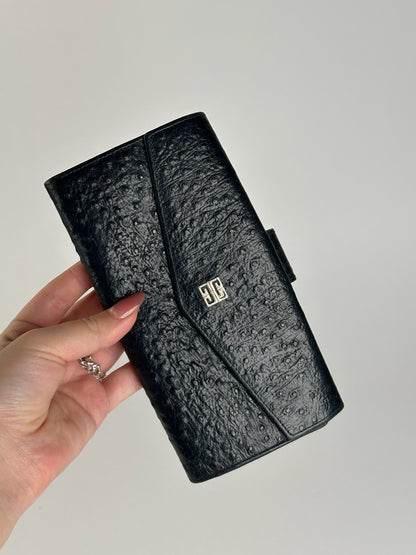 Vintage Givenchy Ostrich leather wallet black