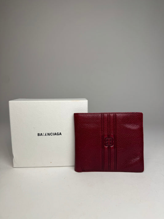 Vintage Balenciaga Flapable Leather Wallet Burgundy