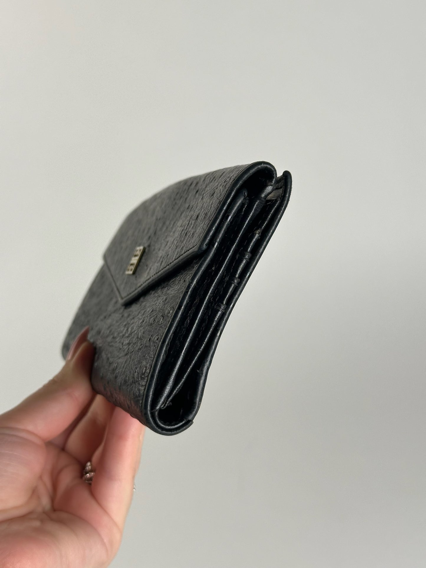 Vintage Givenchy Ostrich leather wallet black