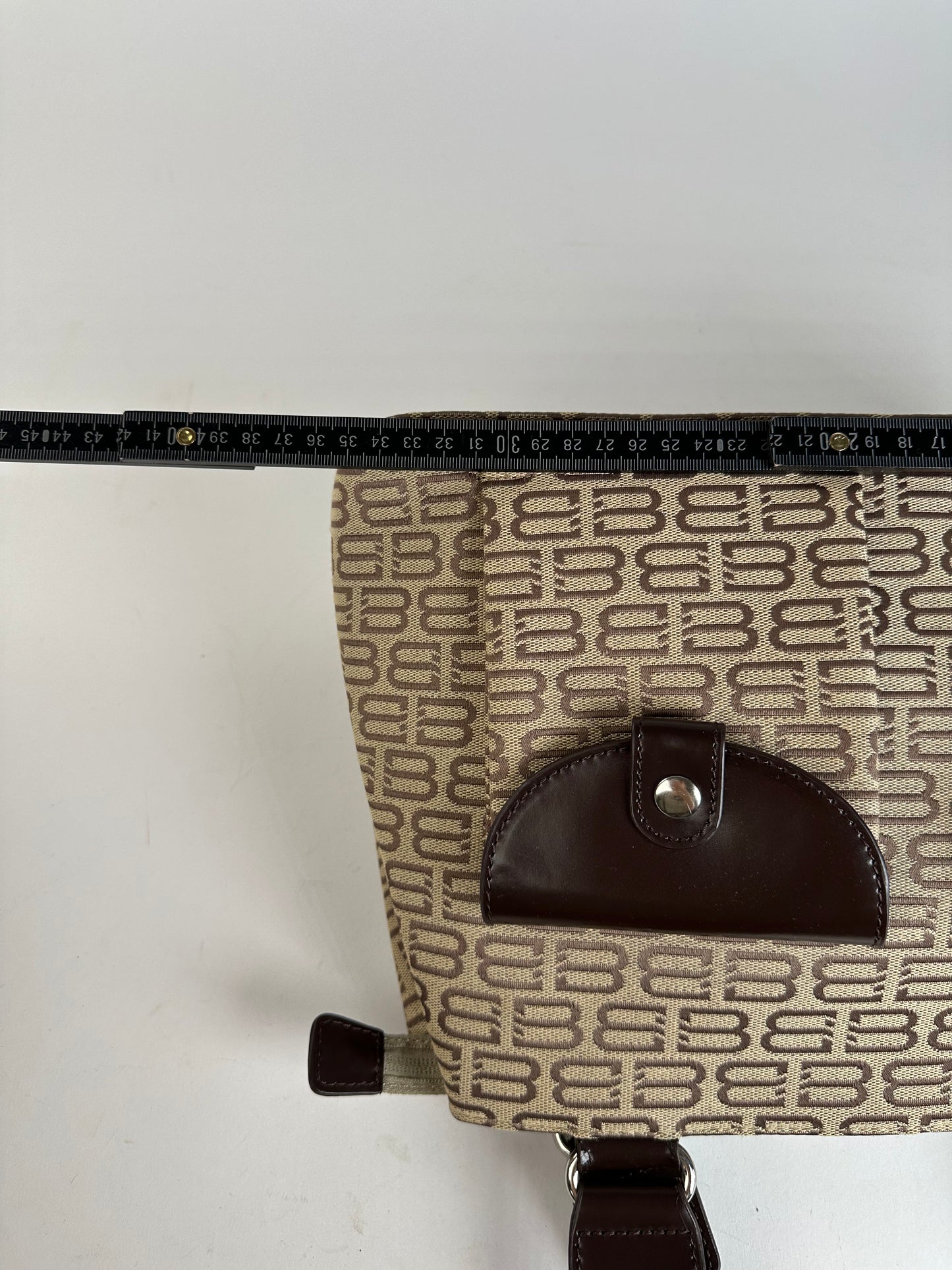 Balenciaga Beige Canvas Leather Monogram Tote Bag