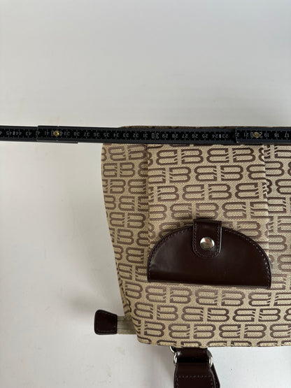 Balenciaga Beige Canvas Leather Monogram Tote Bag