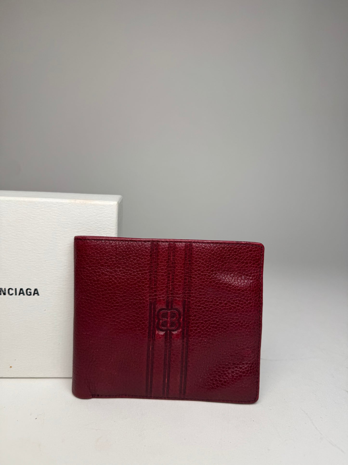 Vintage Balenciaga Flapable Leather Wallet Burgundy