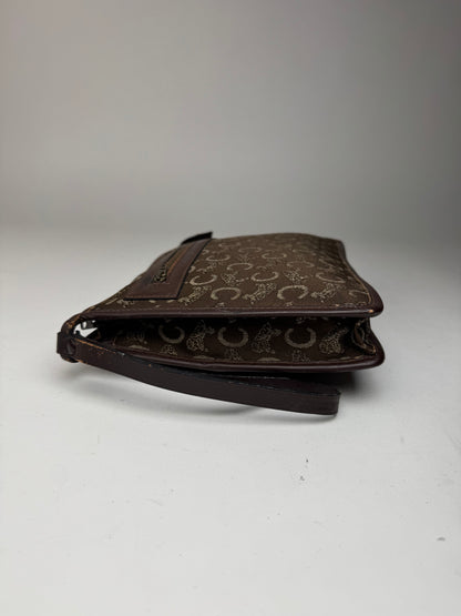Pochette vintage Celine Monogram marron blanc