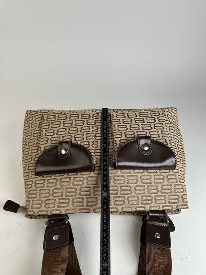 Balenciaga Beige Canvas Leather Monogram Tote Bag
