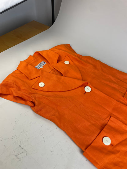 Vintage Yves Saint Laurent Linen Dress Bright Orange M