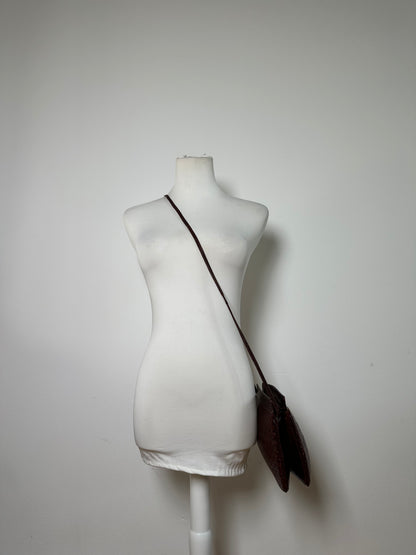 Vintage Fendi Woven Leather Flap Crossbody Bag Late 1990s Dark Brown