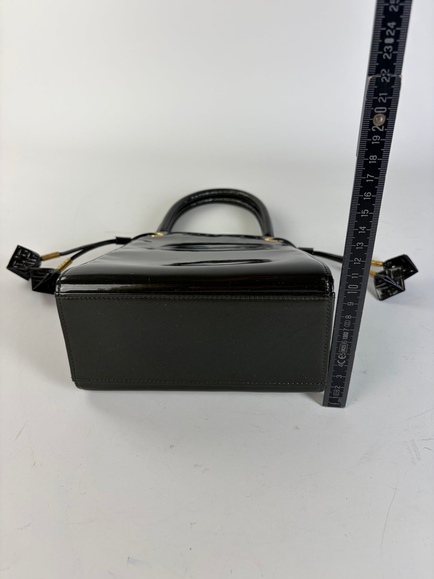 Vintage Givenchy Antigona Patent Leather Tote Black Gold