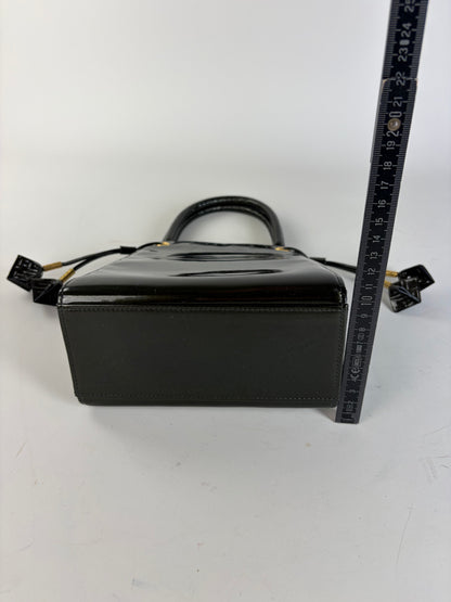 Vintage Givenchy Antigona Patent Leather Tote Black Gold