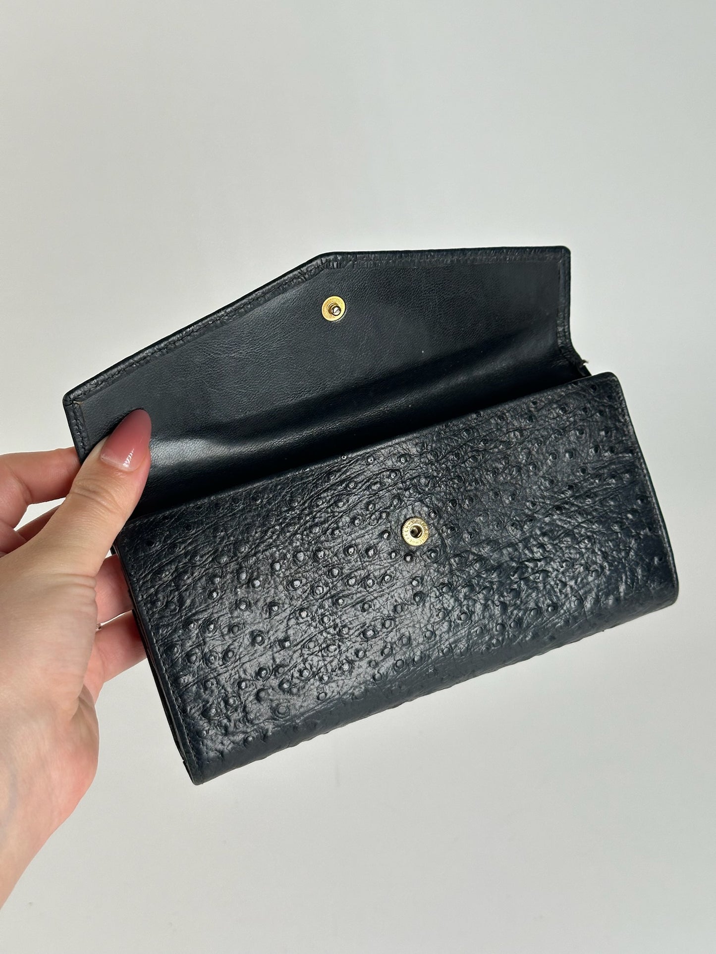 Vintage Givenchy Ostrich leather wallet black