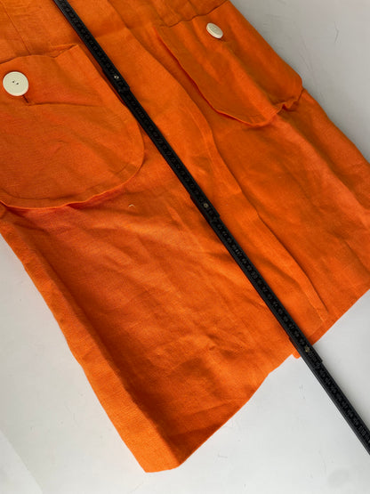 Vintage Yves Saint Laurent Linen Dress Bright Orange M