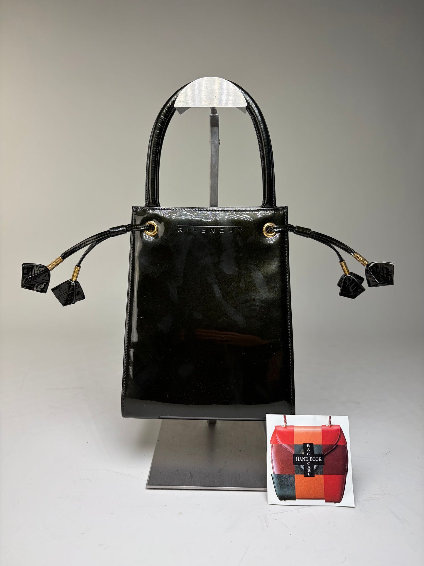 Vintage Givenchy Antigona Patent Leather Tote Black Gold