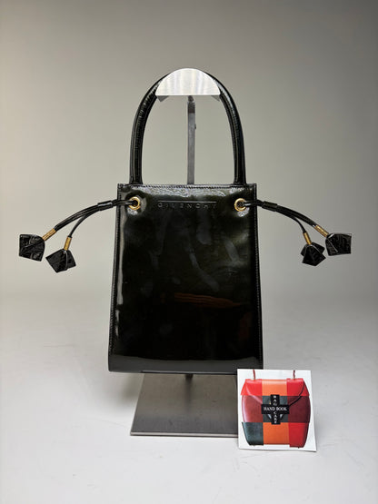 Vintage Givenchy Antigona Patent Leather Tote Black Gold
