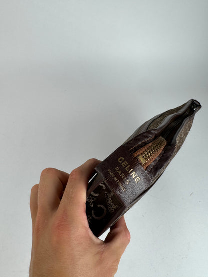 Pochette vintage Celine Monogram marron blanc