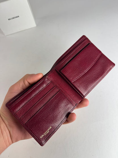 Vintage Balenciaga Flapable Leather Wallet Burgundy