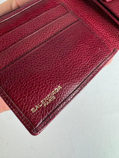 Vintage Balenciaga Flapable Leather Wallet Burgundy