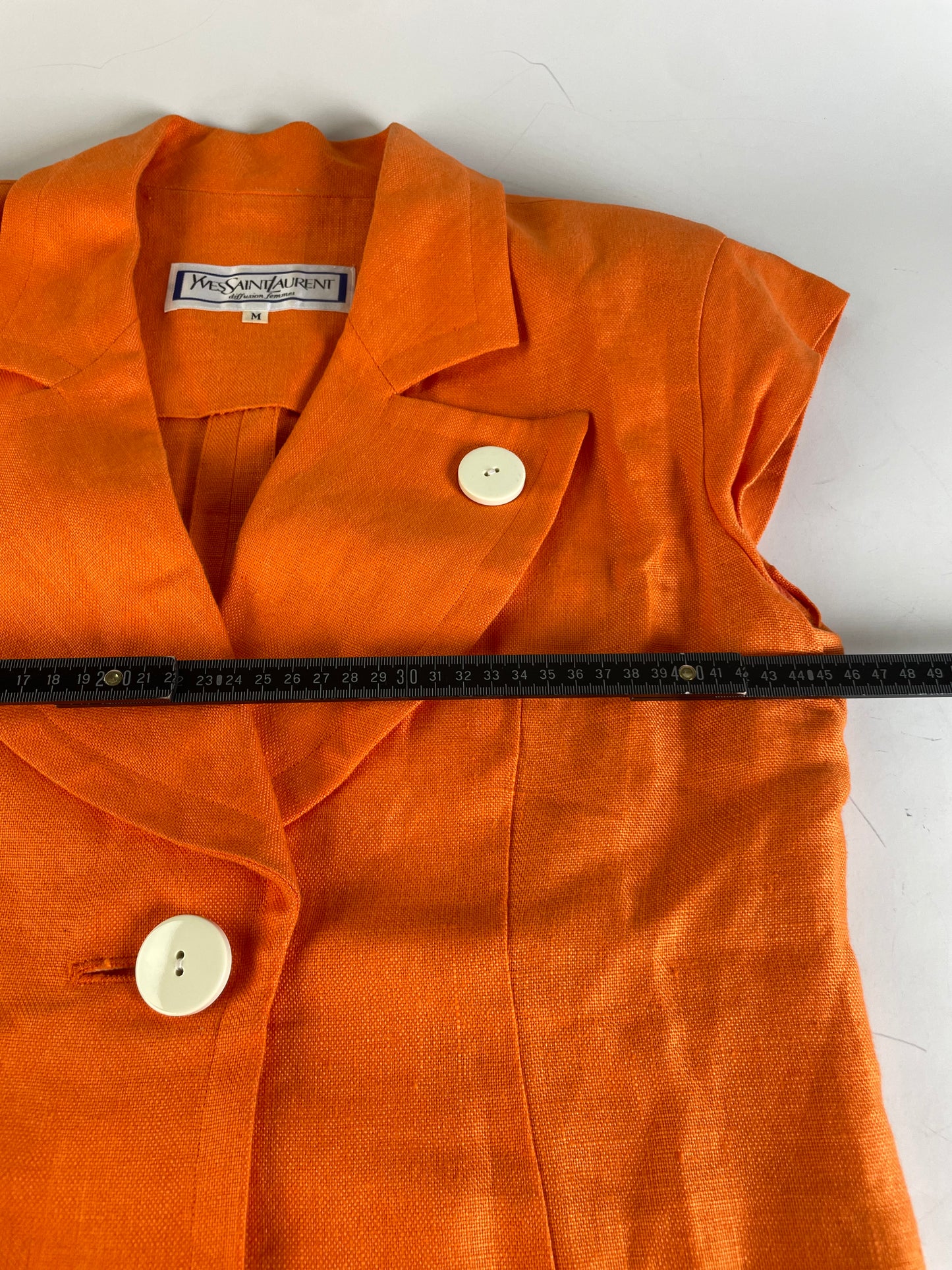 Vintage Yves Saint Laurent Linen Dress Bright Orange M