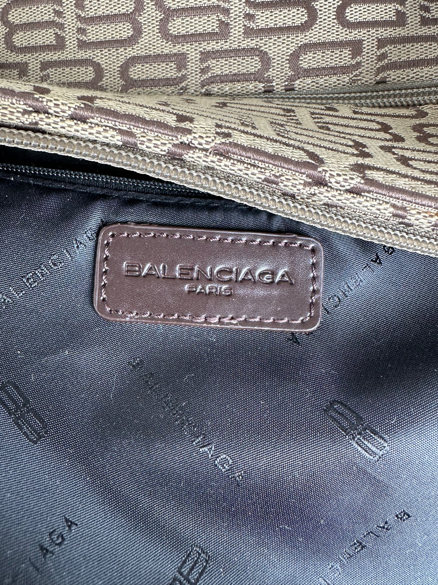 Balenciaga Beige Canvas Leather Monogram Tote Bag