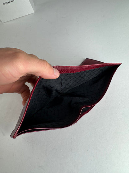Vintage Balenciaga Flapable Leather Wallet Burgundy