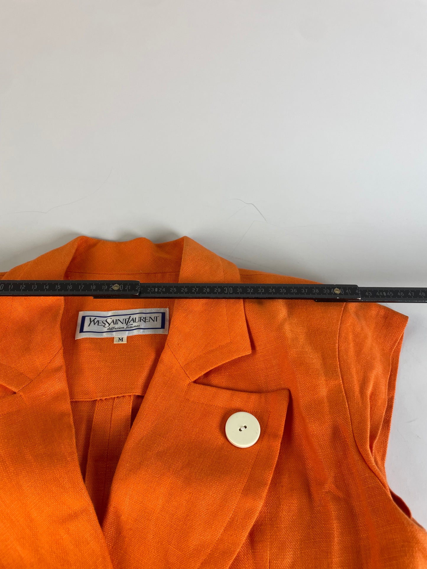 Vintage Yves Saint Laurent Linen Dress Bright Orange M