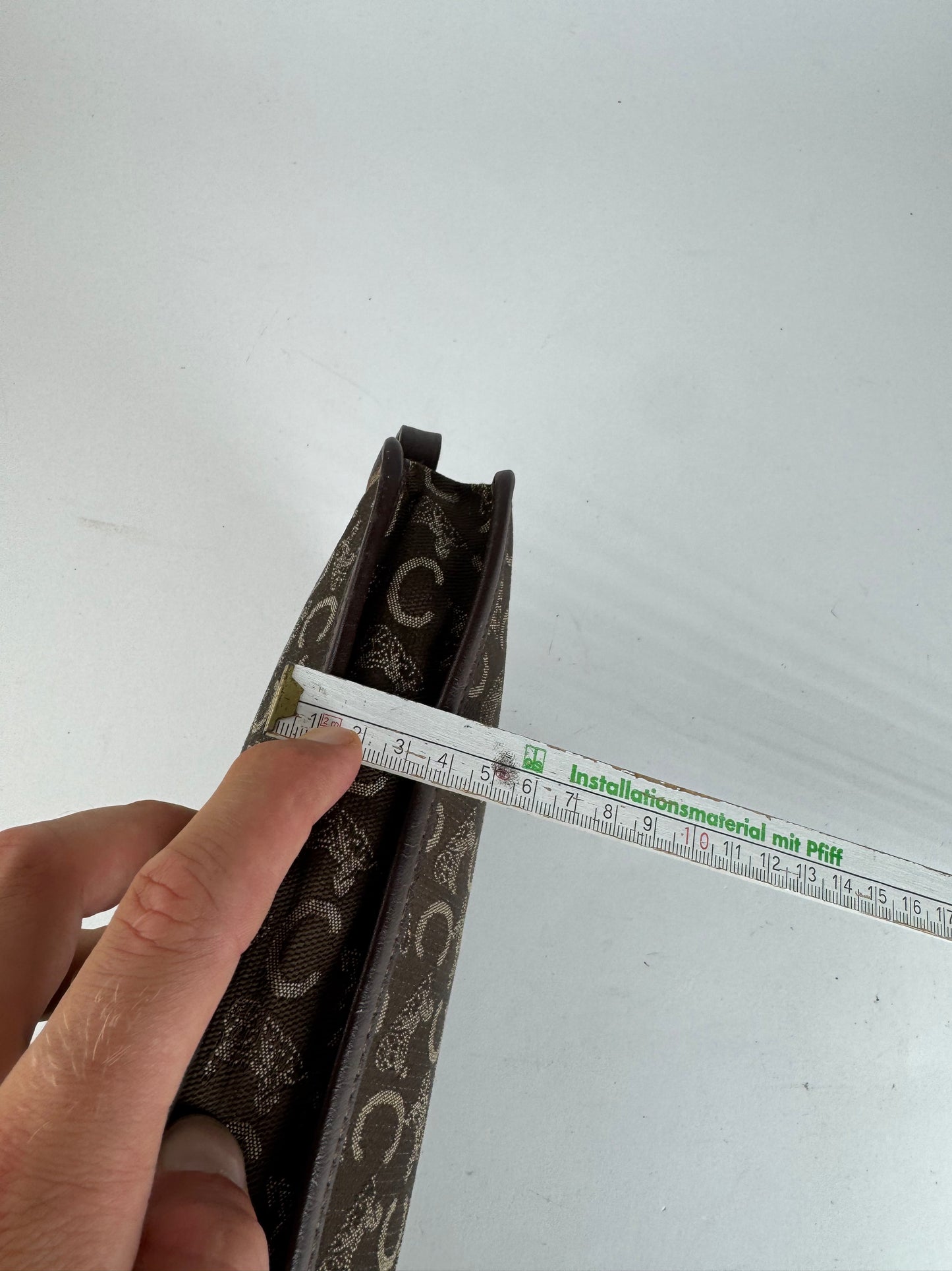 Pochette vintage Celine Monogram marron blanc