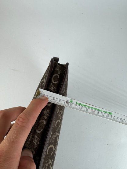 Pochette vintage Celine Monogram marron blanc