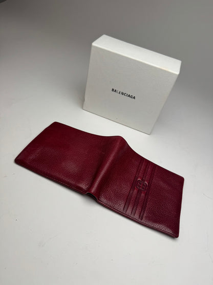 Vintage Balenciaga Flapable Leather Wallet Burgundy