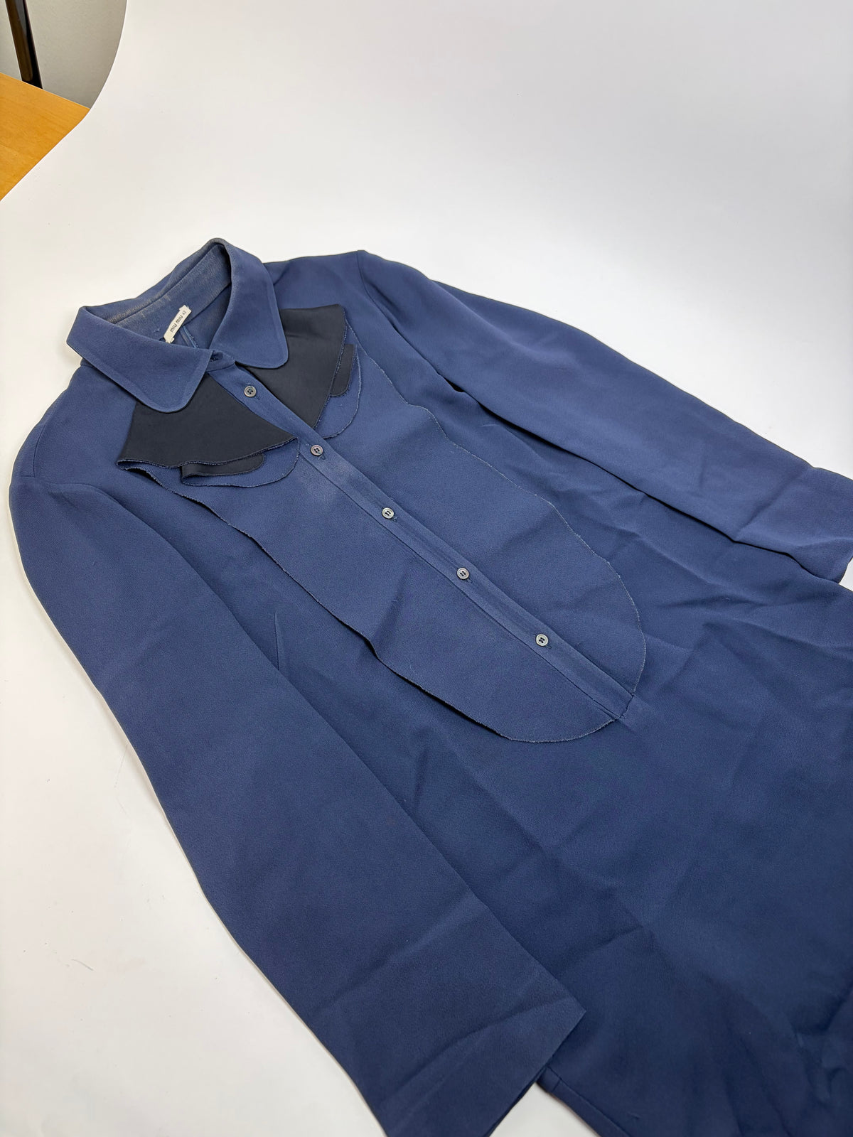 Vintage Miu Miu Shirt Dress Navy Black Collar XL