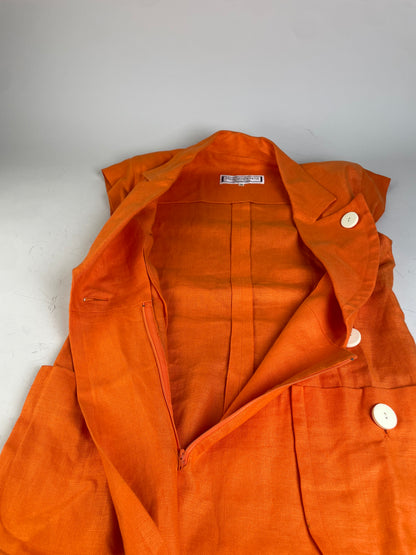 Vintage Yves Saint Laurent Linen Dress Bright Orange M