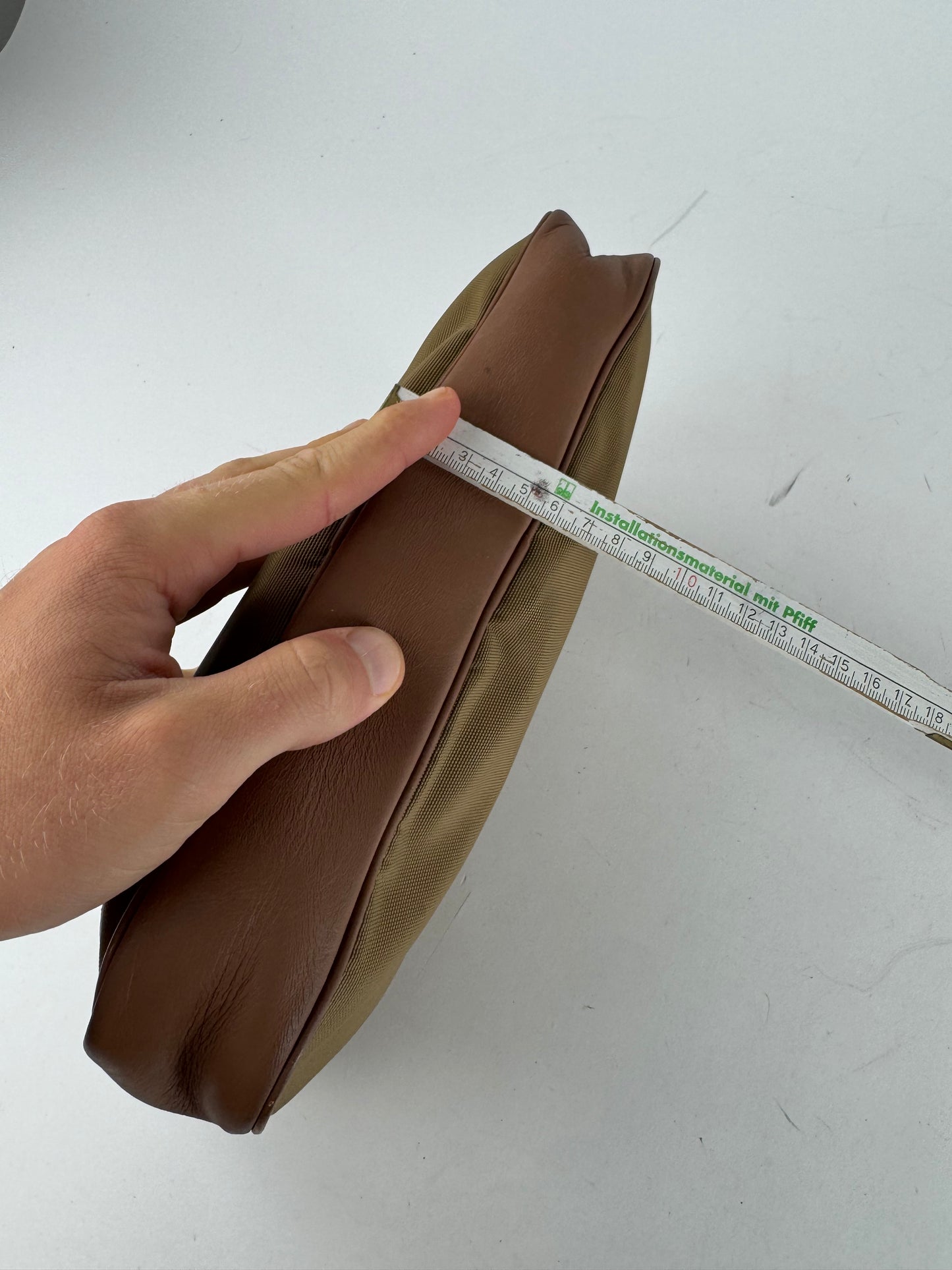 Vintage Courreges Polyester Leather Clutch Khaki Brown