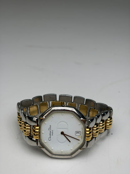Vintage Dior Octagonal Bracelet Watch White Gold Silver