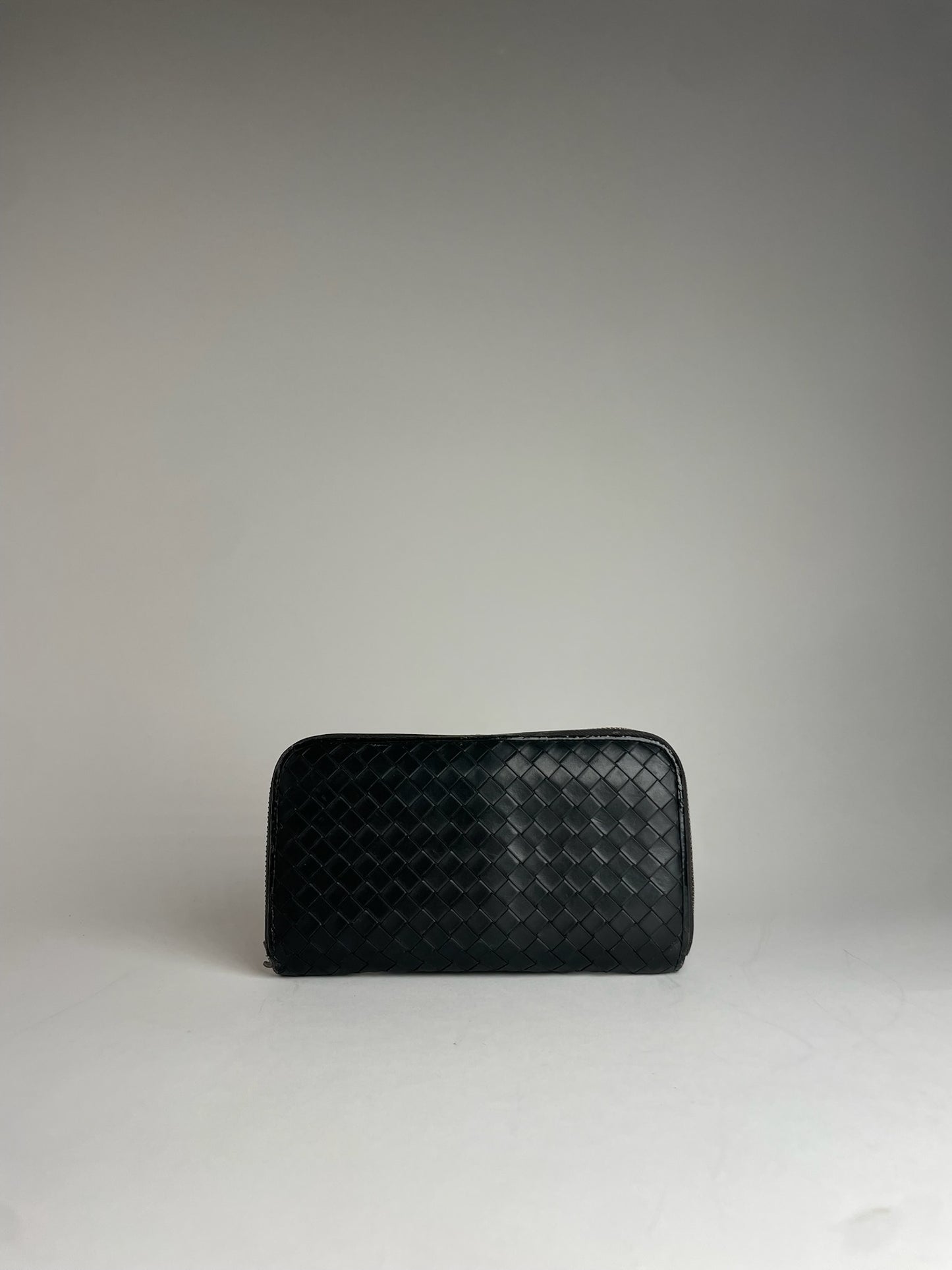 Vintage Bottega Veneta Intrecciato Leather Wallet Black