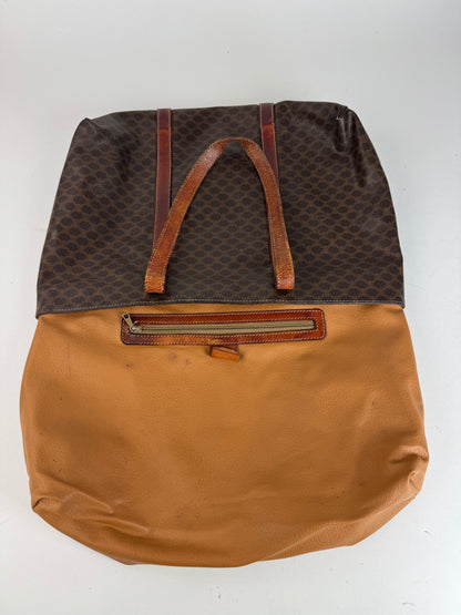 Grand sac vintage en cuir monogramme Céline marron