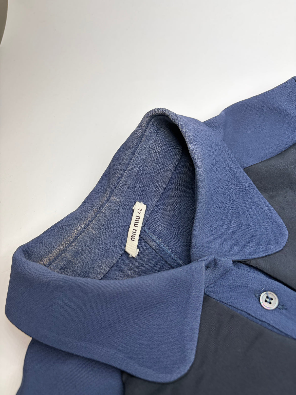 Vintage Miu Miu Shirt Dress Navy Black Collar XL